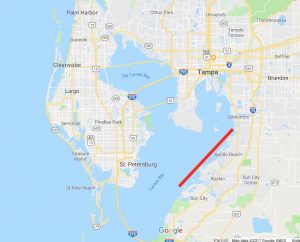 Map of best redfish fishing areas around Tampa Bay including Saint Petersburg, Apollo Beach and all areas on the east coast of St. Petersburg.
