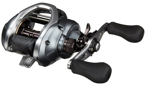 Shimano baitcasting reel for catching redfish. Ideal for fishing from pier, shore, or boat with live or artificial bait.