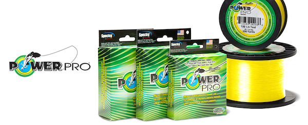 Power Pro yellow braided fishing line, excellent for catching tarpon fish.