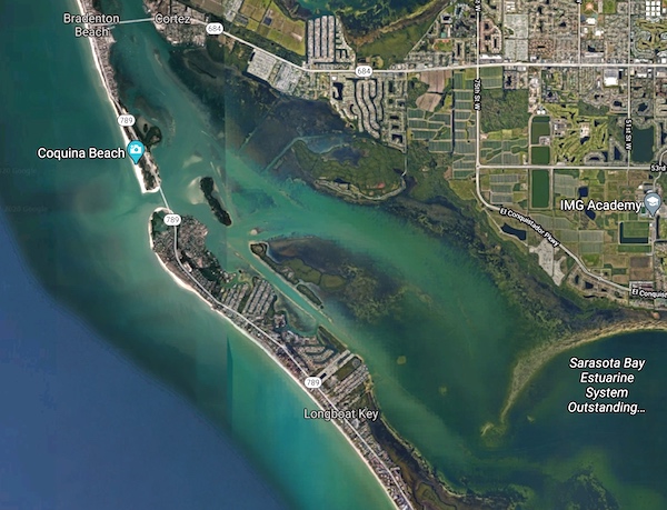 Map of Bradenton kayak fishing spot that is great fishing area for all kinds of Florida fish.