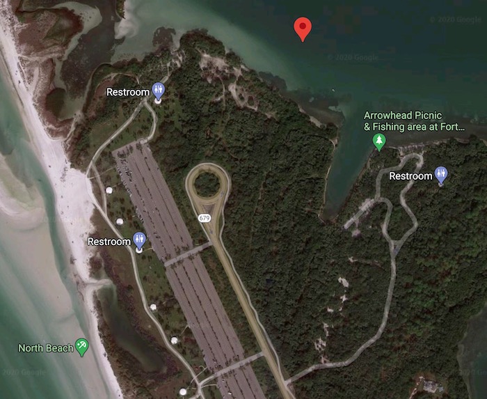 map of Fort De Soto State Park in St. Petersburg, Florida.