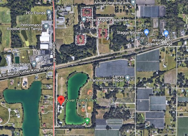 Dover District Park with freshwater lake holding bass and tilapia.