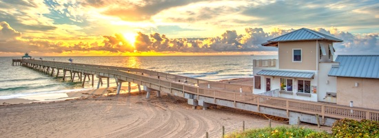 Deerfield Beach Fishing Pier at sunrise.