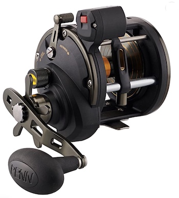 A Penn Squall II baitcasting reel.